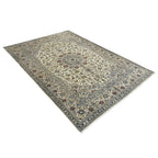 343 x 243 cm Hand Knotted Ivory Kashan Persian Rug