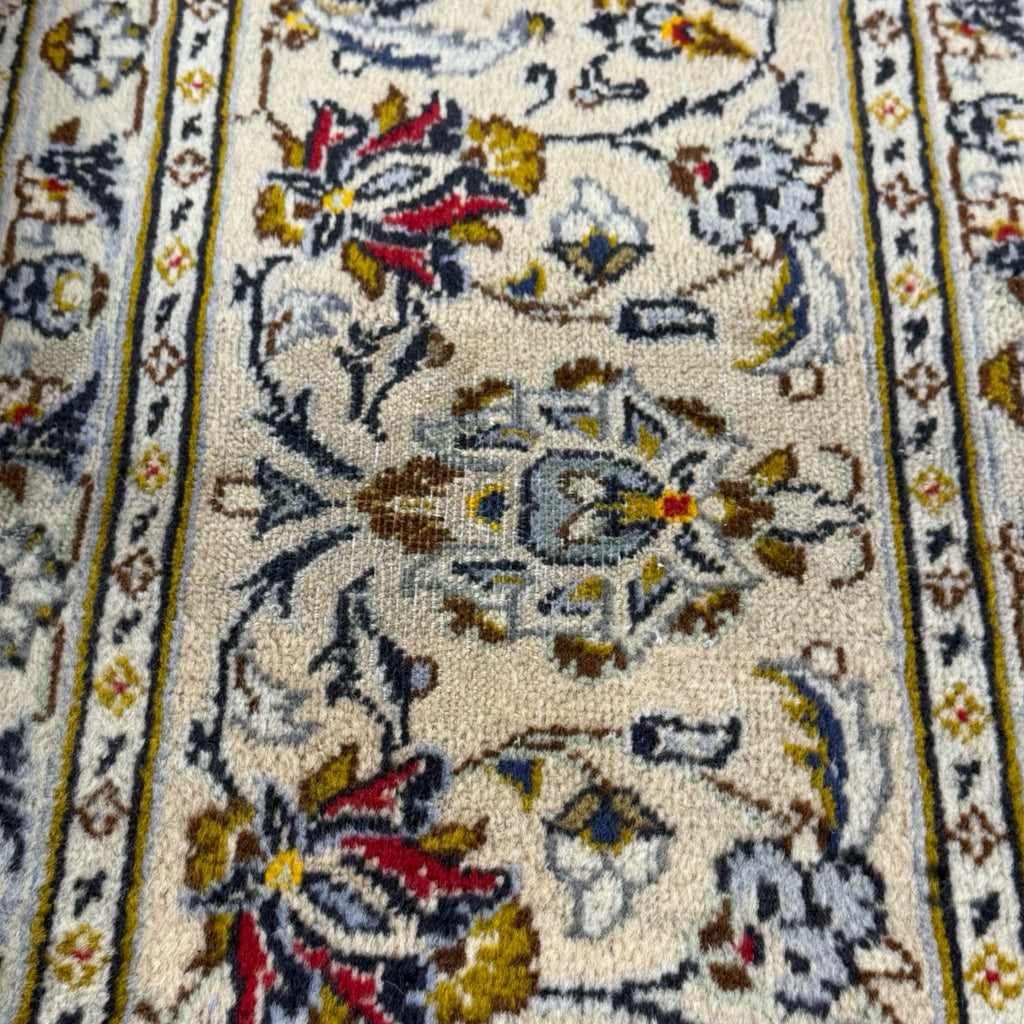 343 x 243 cm Hand Knotted Ivory Kashan Persian Rug