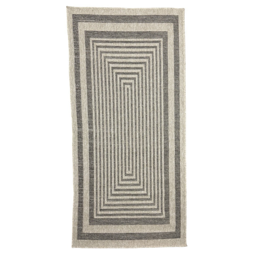 200 x 100 cm Beige & Charcoal Modern Linear Maze Indoor/Outdoor Rug