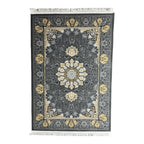 150 x 100 cm Charcoal & Gold Persian Floral Medallion Area Rug