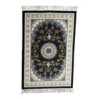 150 x 100 cm Ornate Floral Symphony in Grey & Gold Persian Rug