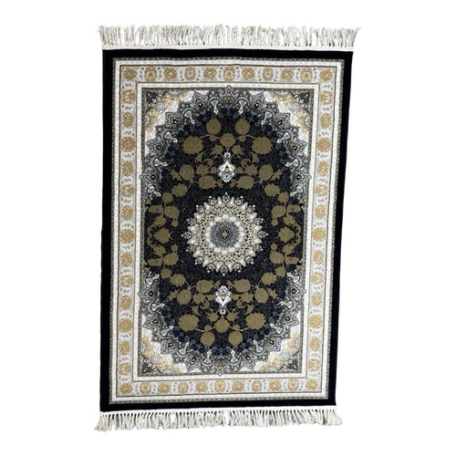 150 x 100 cm Ornate Floral Symphony in Grey & Gold Persian Rug