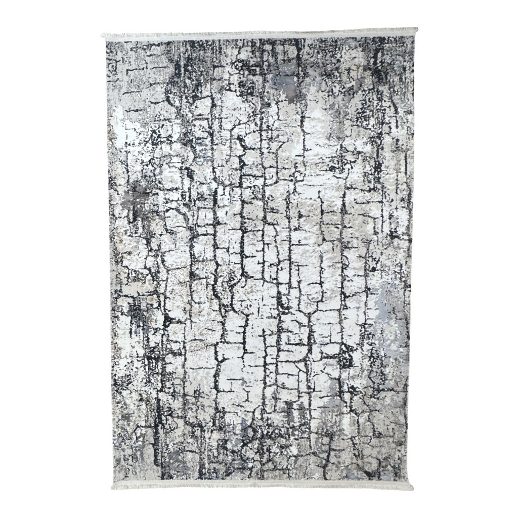 230 x 160 cm Grey & Ivory Modern Stone Pattern Area Rug