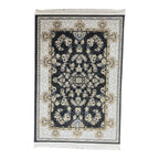 150 x 100 cm Persian Floral Garden Rug in Ivory & Charcoal