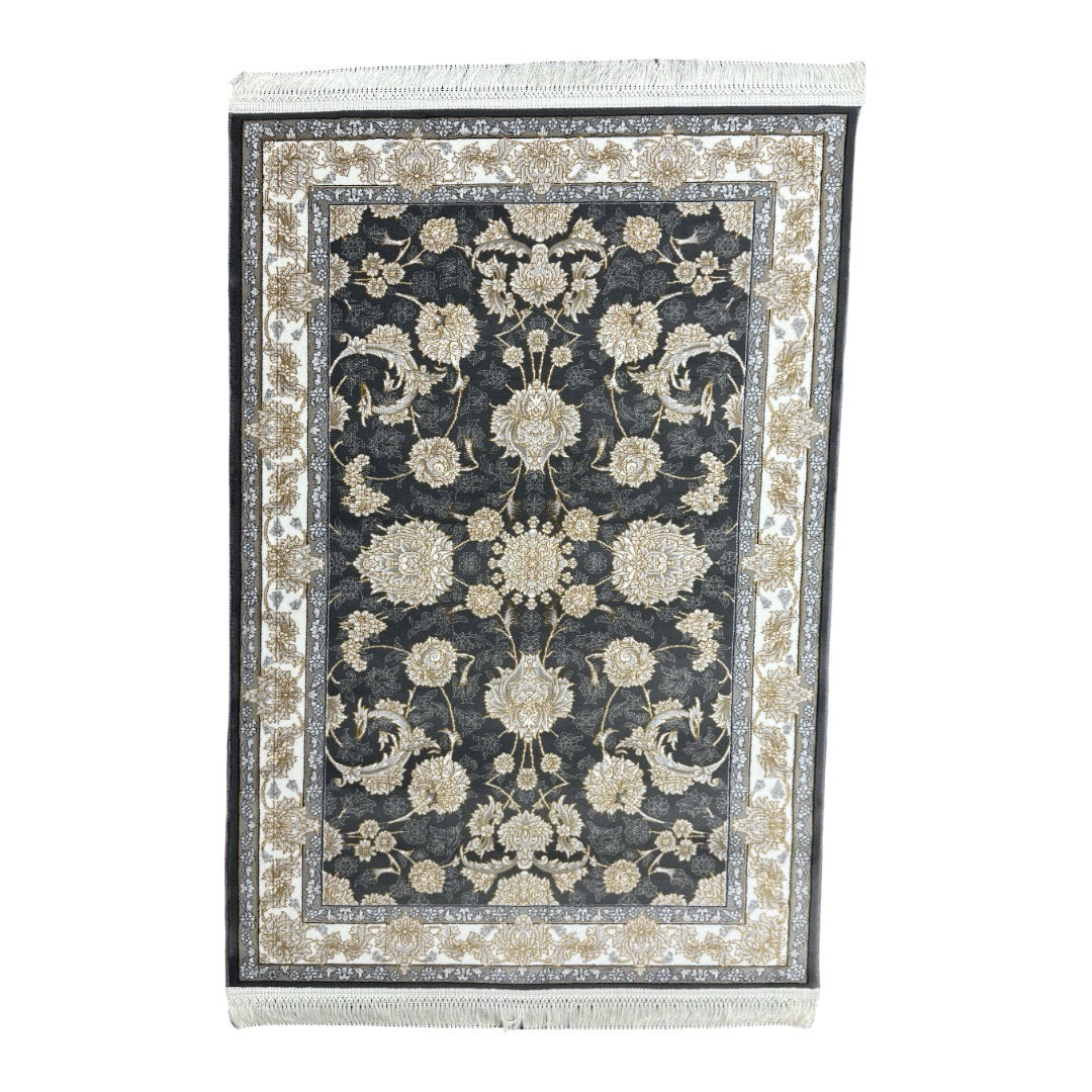 150 x 100 cm Regal Bloom Grey & Ivory Traditional Rug