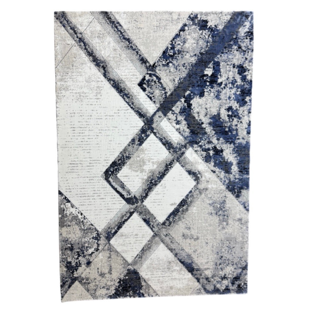 230 x 160 cm Silver & Navy Art-Inspired Contemporary Rug