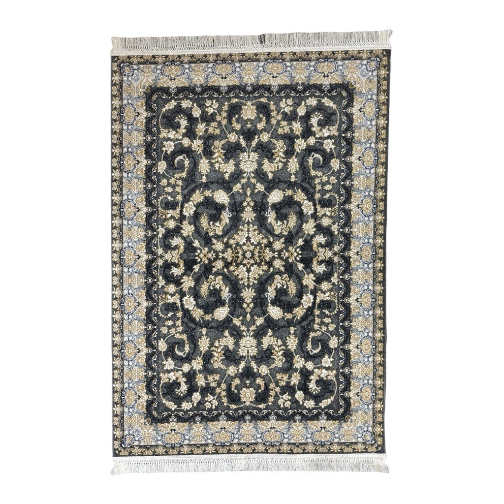 150 x 100 cm Elegant Ivory & Grey Persian Floral Design Rug