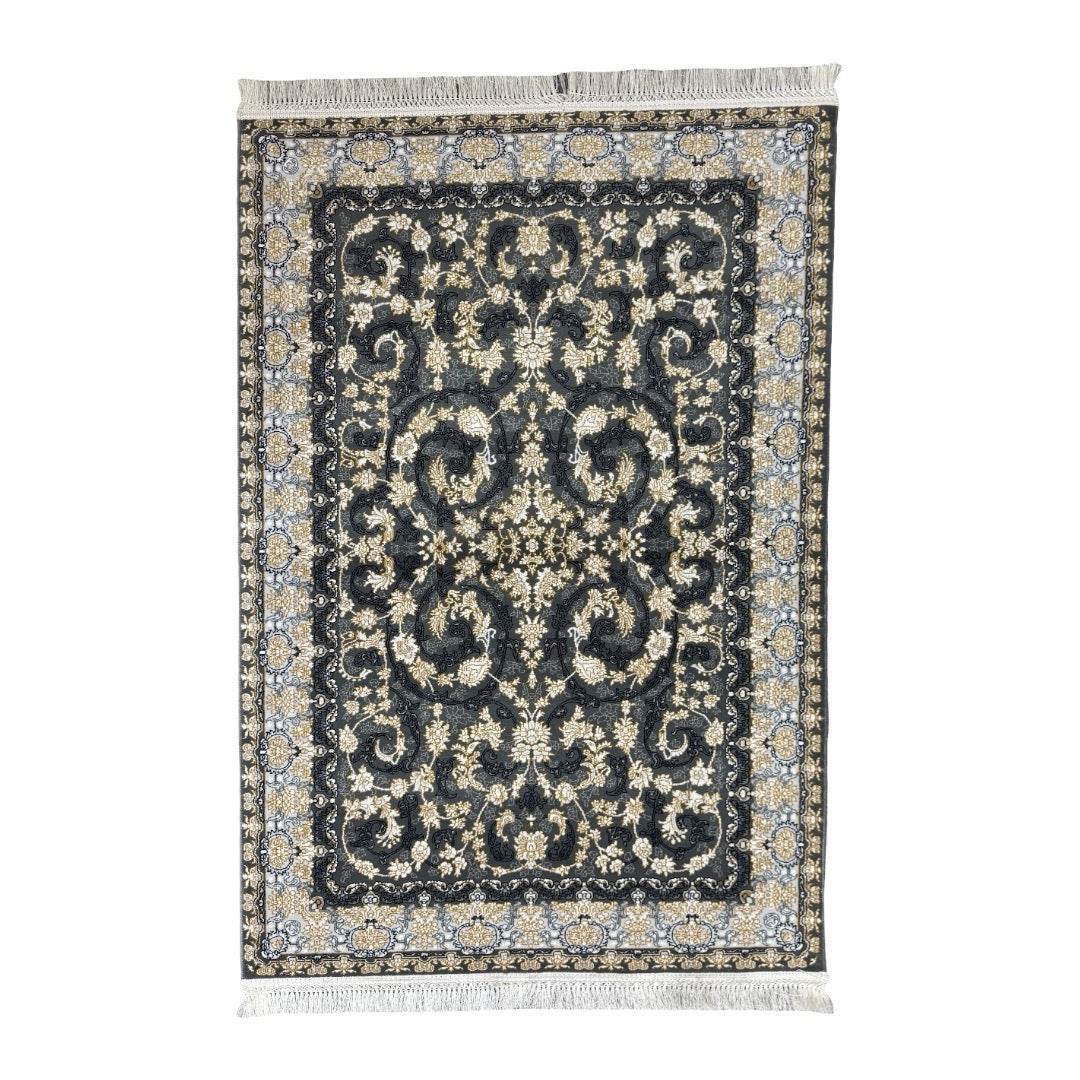 150 x 100 cm Elegant Ivory & Grey Persian Floral Design Rug