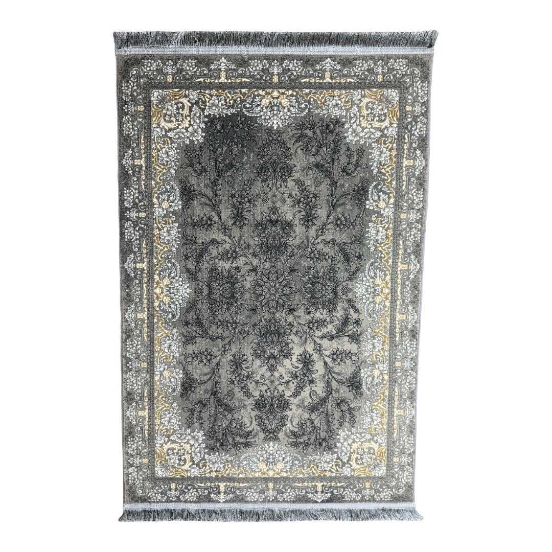 150 x 100 cm Low-Contrast Grey Persian Floral Rug