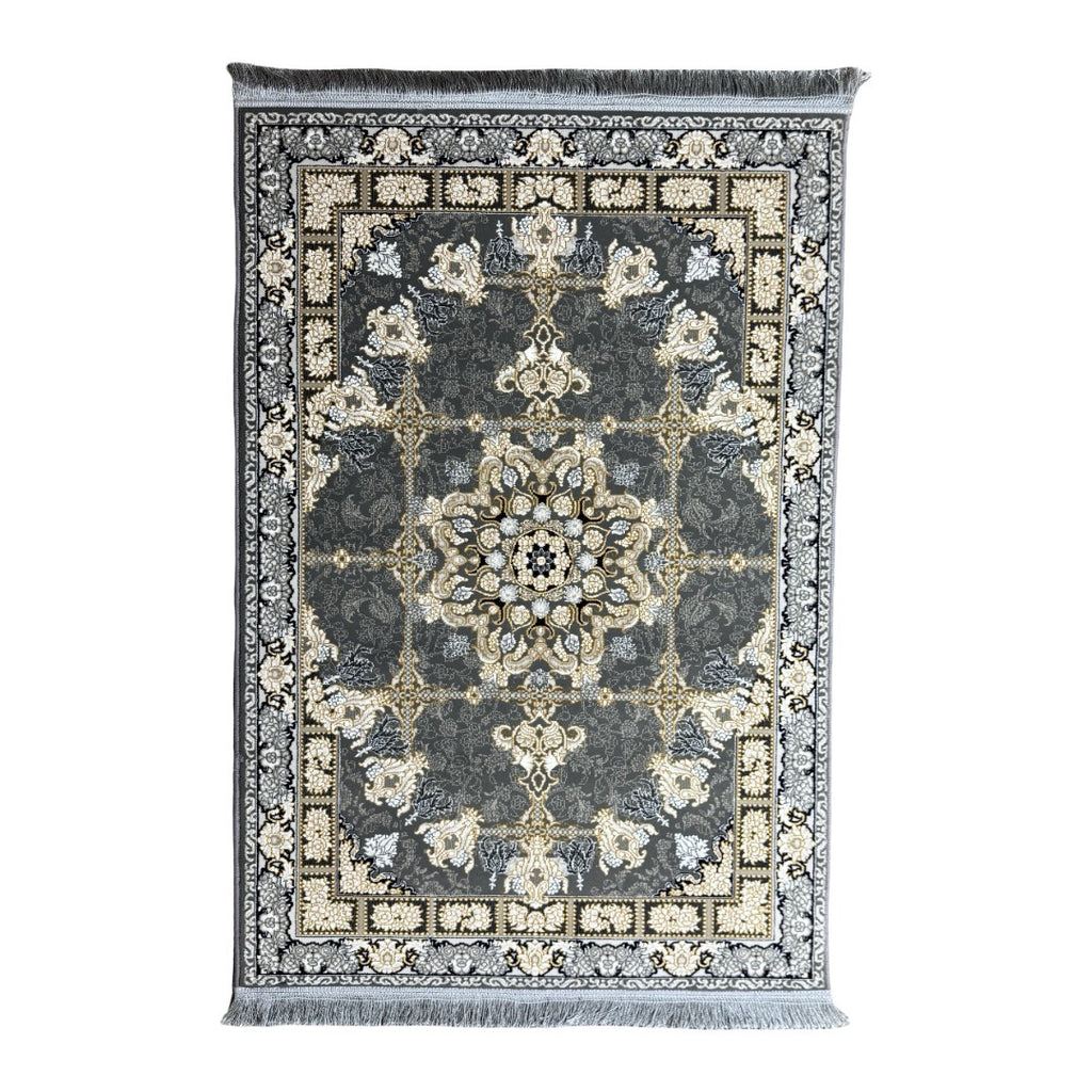 150 x 100 cm Gold & Grey Medallion Classic Rug