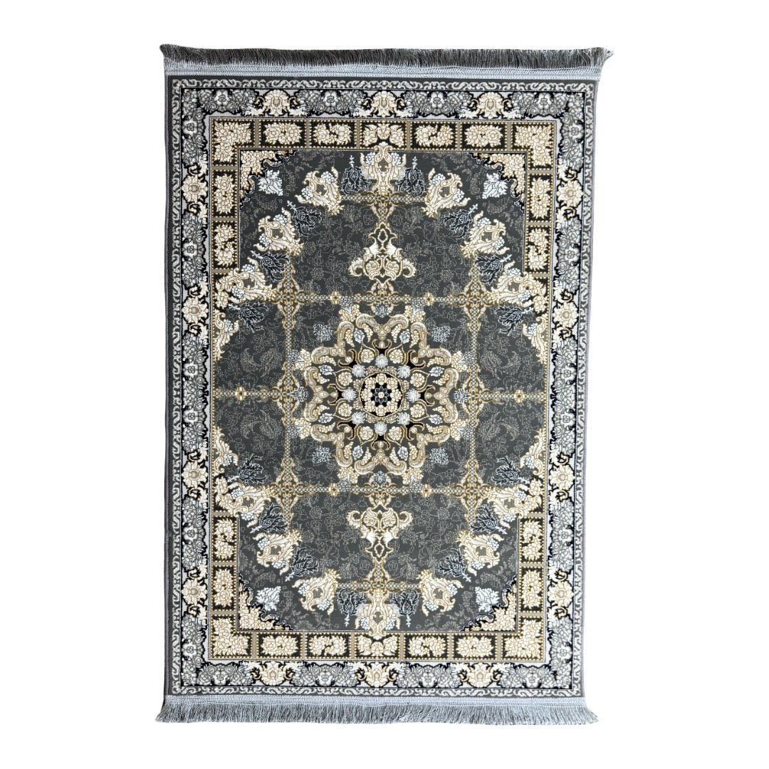 150 x 100 cm Gold & Grey Medallion Classic Rug
