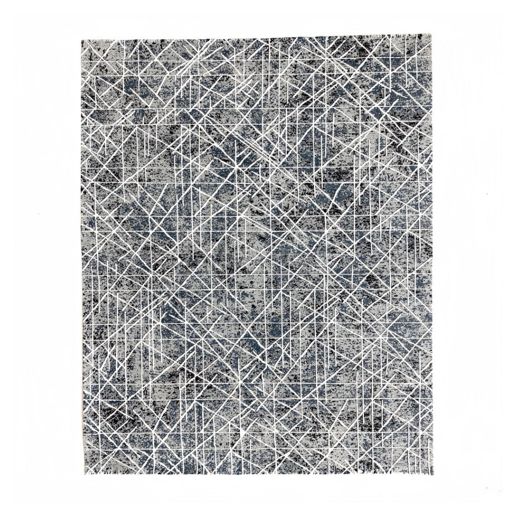 230 x 160 cm Silver Blueprint Crossline Designer Rug