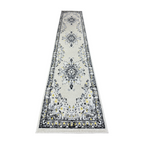 305 x 61 cm Ivory & Silver Heritage Medallion Runner Rug