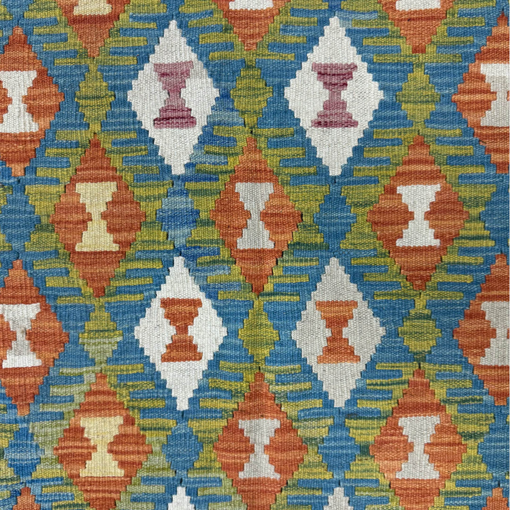 154 × 110 cm Hand-Woven Afghan Kilim Rug – Wool Flatweave
