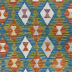 154 × 110 cm Hand-Woven Afghan Kilim Rug – Wool Flatweave