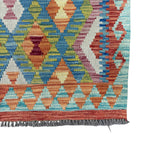 154 × 110 cm Hand-Woven Afghan Kilim Rug – Wool Flatweave