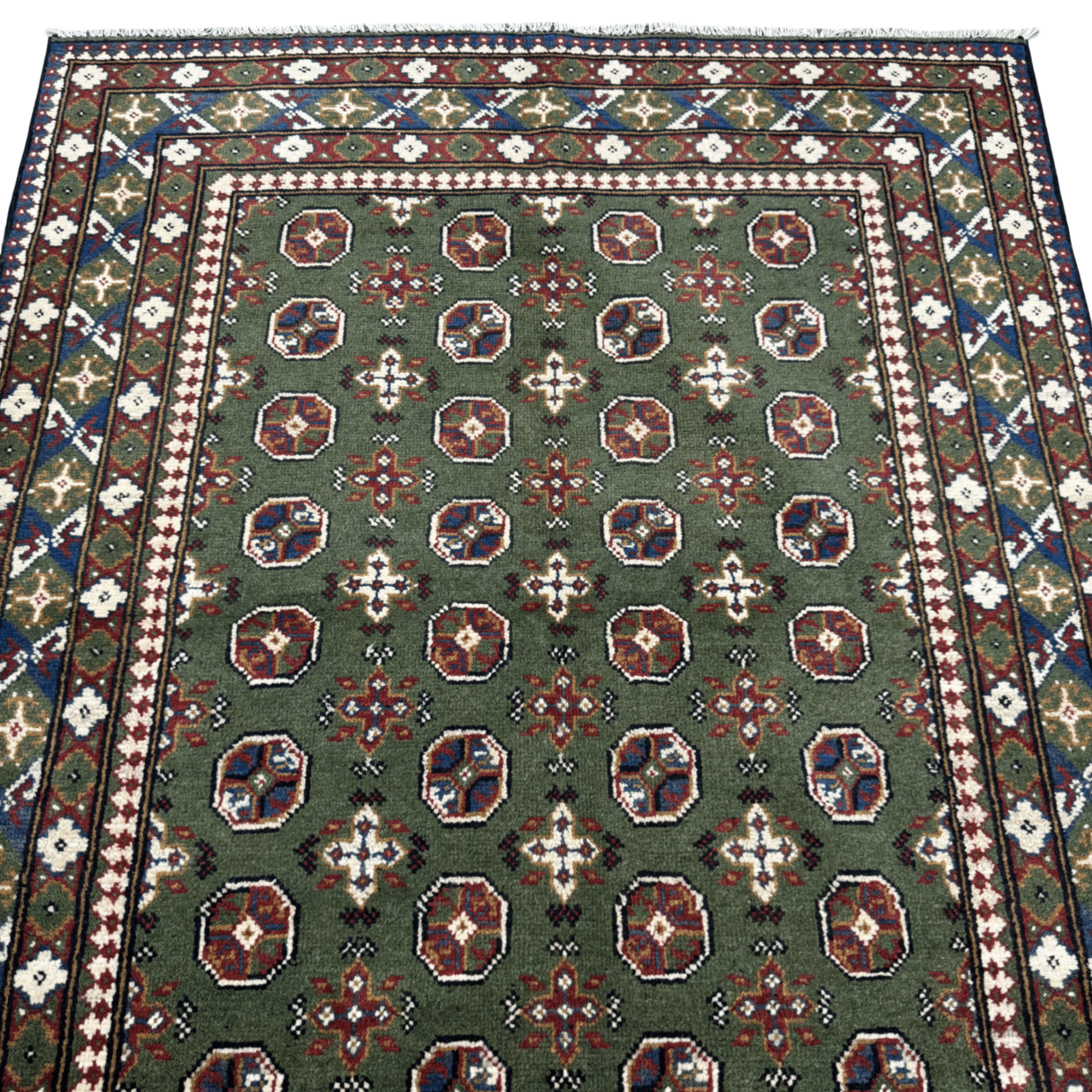 193 x 147 cm Hand-Knotted Afghan Akche Bokhara Rug