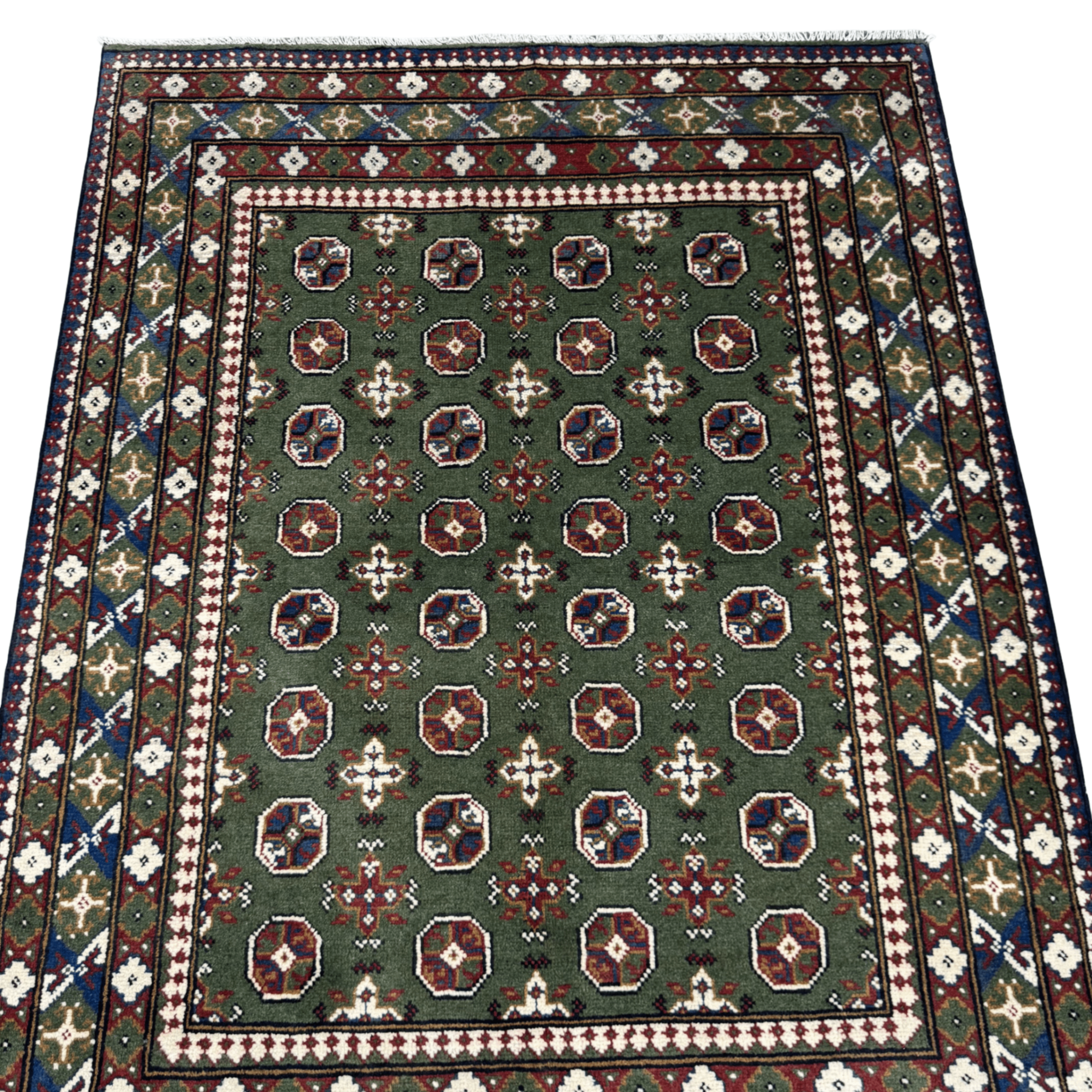 193 x 147 cm Hand-Knotted Afghan Akche Bokhara Rug