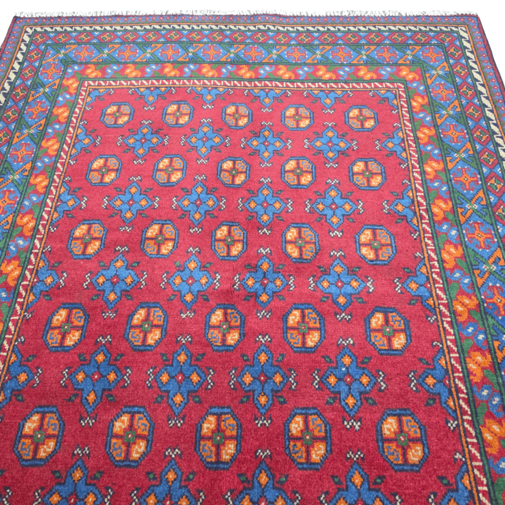 193 x 148 cm Hand-Woven Color Afghan Akche Wool Rug
