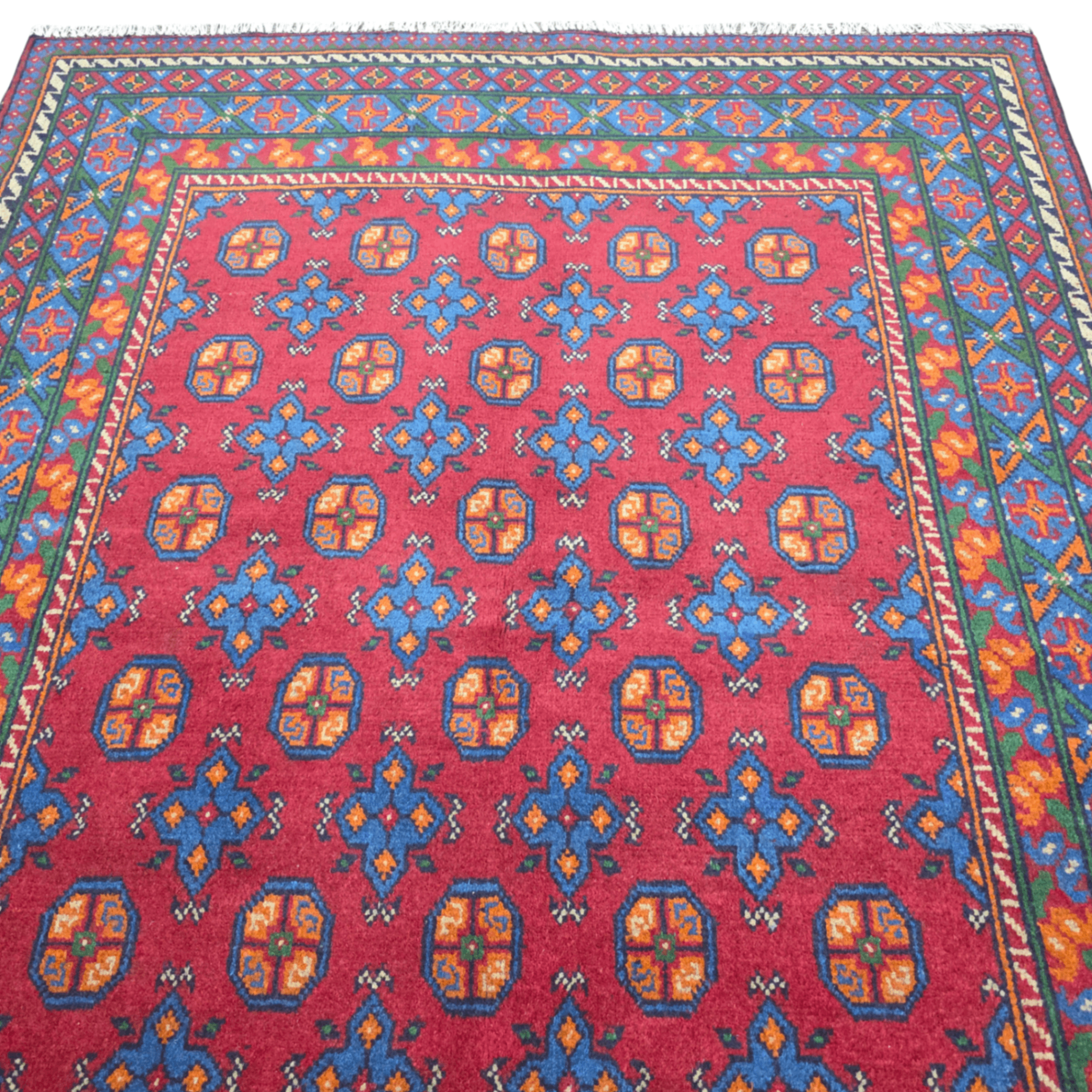 193 x 148 cm Hand-Woven Color Afghan Akche Wool Rug