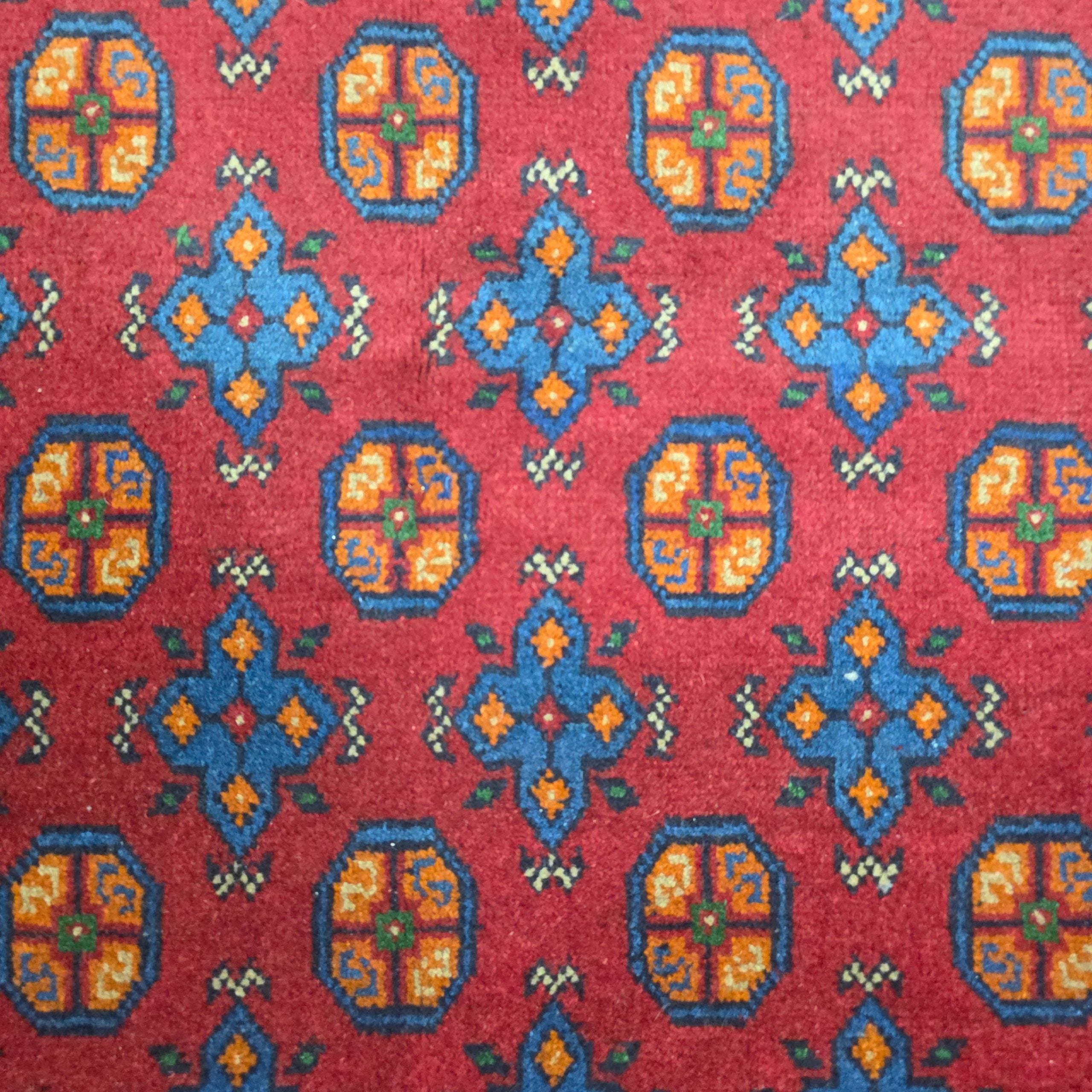 193 x 148 cm Hand-Woven Color Afghan Akche Wool Rug