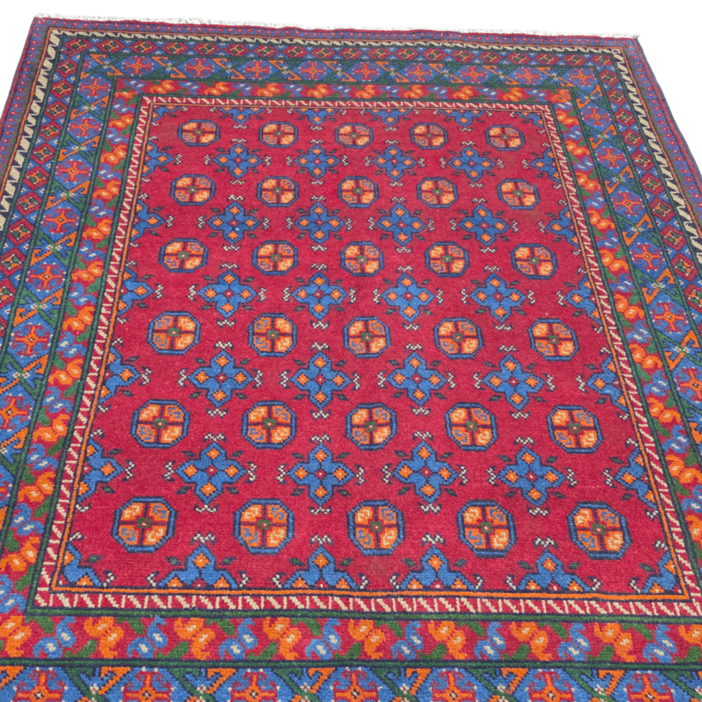 193 x 148 cm Hand-Woven Color Afghan Akche Wool Rug