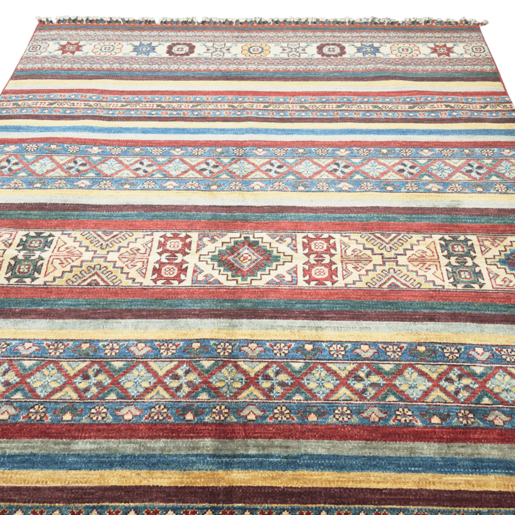 203 x 155 cm Afghan Chobi Hand-Knotted Wool Rug