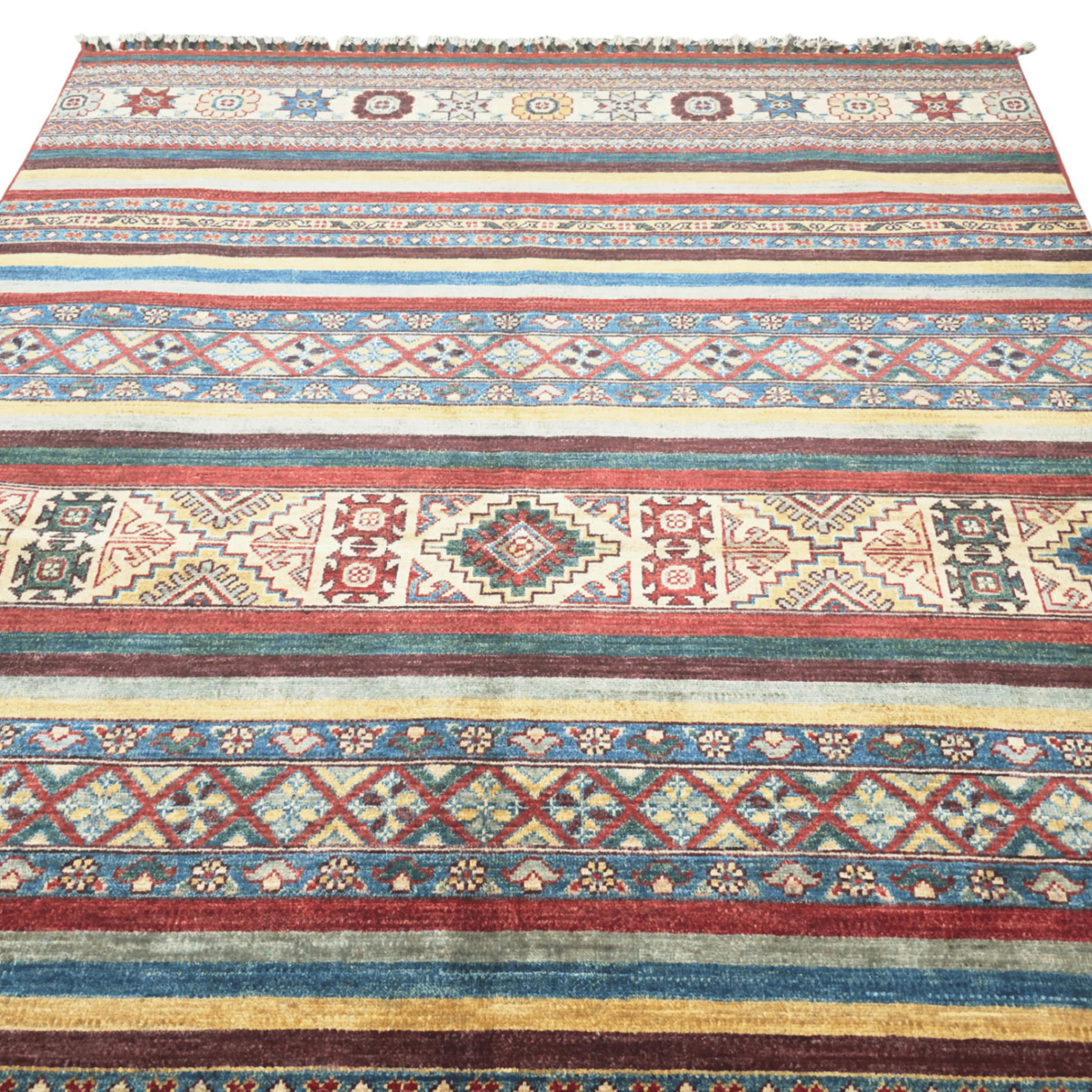 203 x 155 cm Afghan Chobi Hand-Knotted Wool Rug