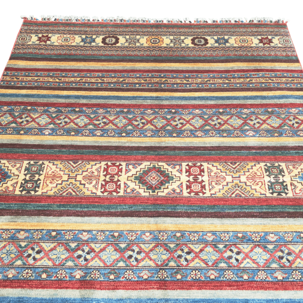 203 x 155 cm Afghan Chobi Hand-Knotted Wool Rug