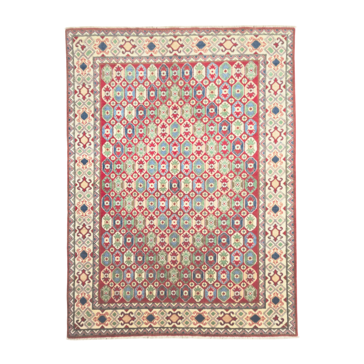 205 x 159 cm Hand Knotted Afghan Kazak – Wool Rug