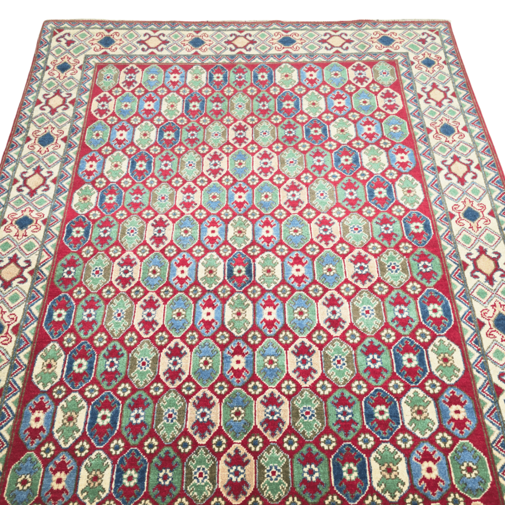 205 x 159 cm Hand Knotted Afghan Kazak – Wool Rug