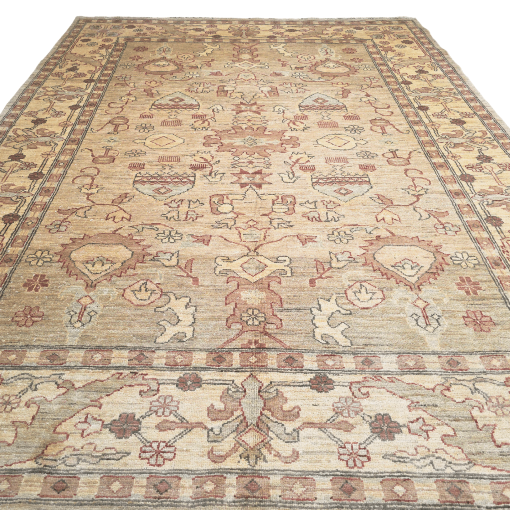 246 x 181 cm Hand-Knotted Soft Tone Afghan Chobi Wool Rug