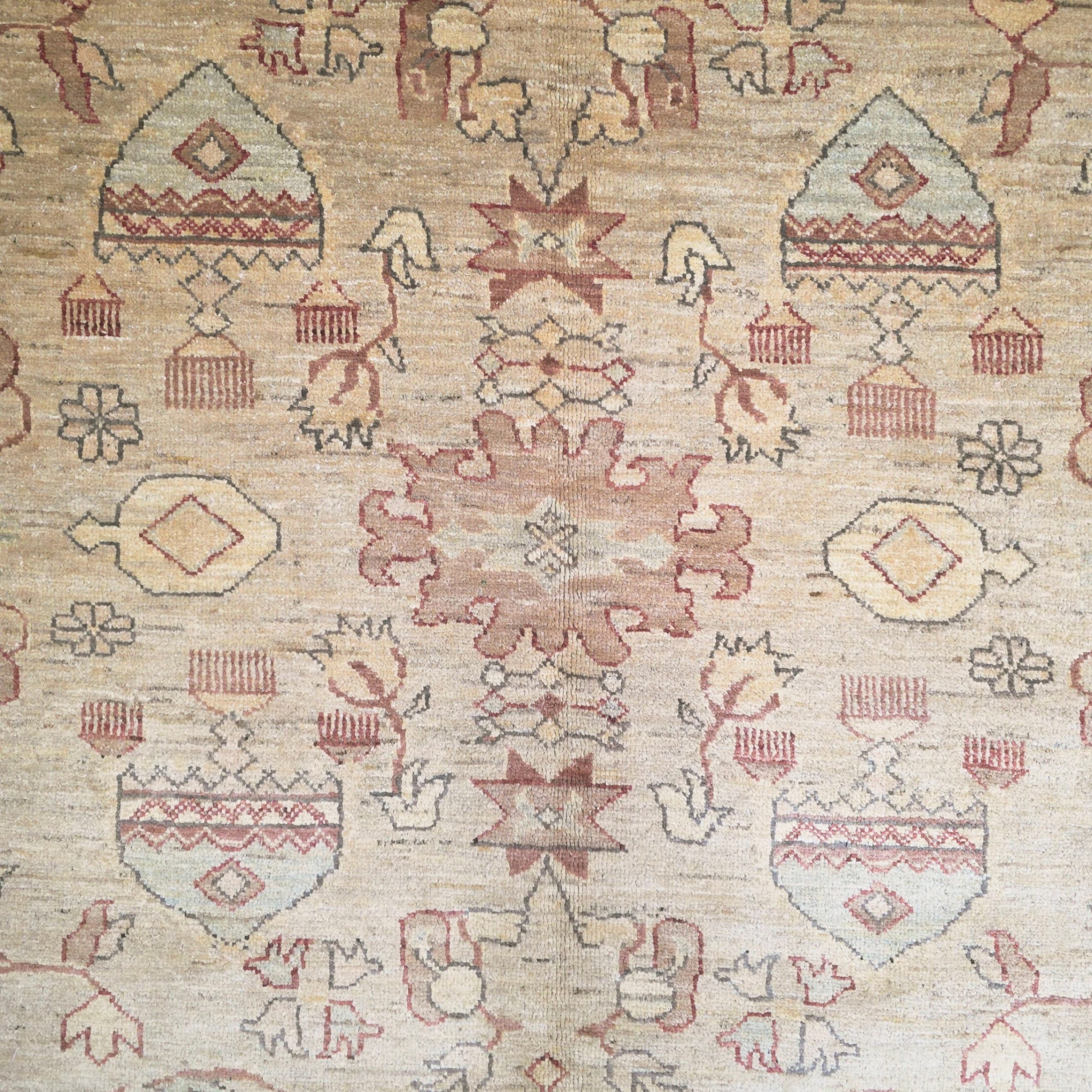246 x 181 cm Hand-Knotted Soft Tone Afghan Chobi Wool Rug