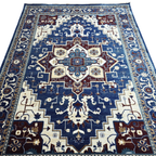 Dark blue and turquoise oriental rug detail