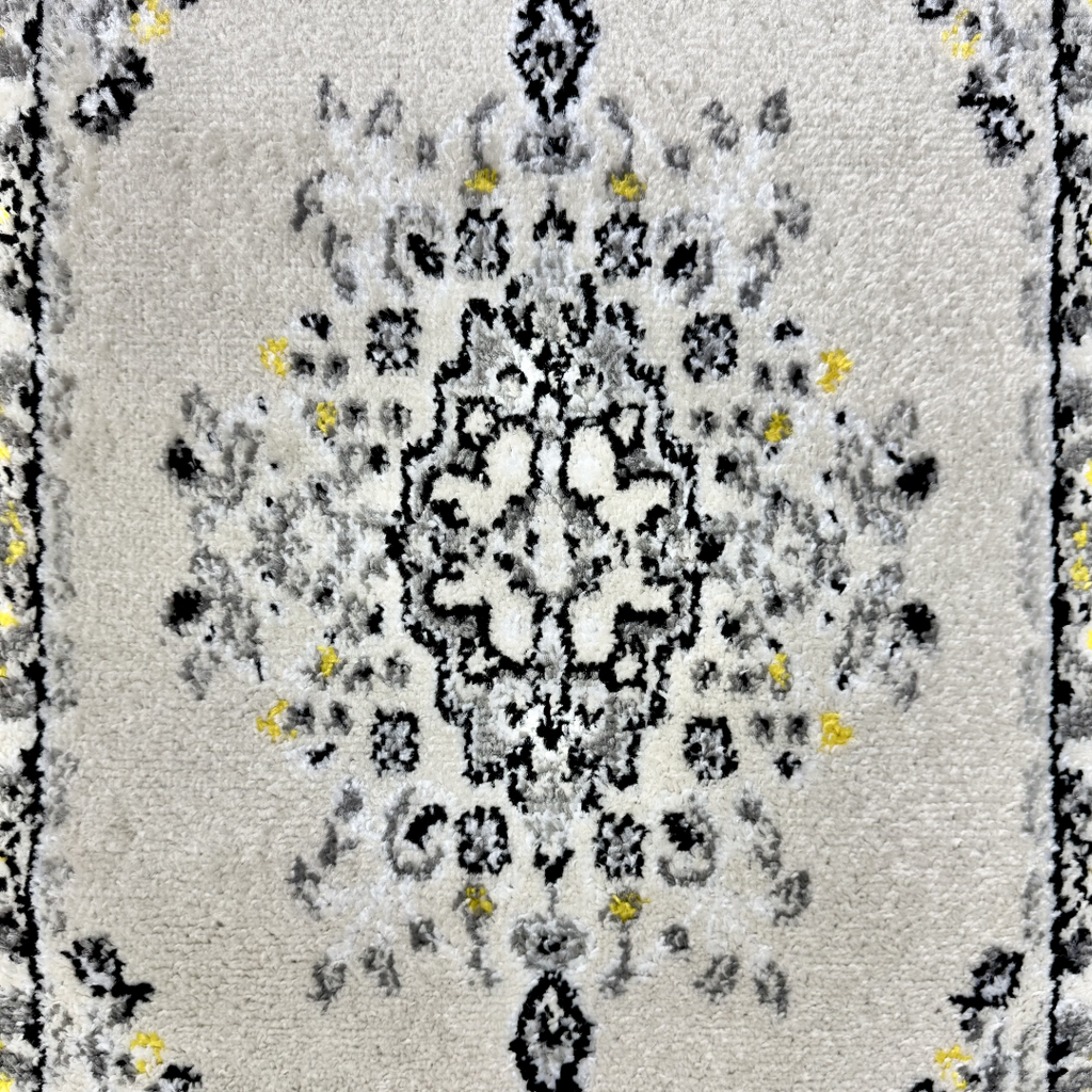 305 x 61 cm Ivory & Silver Heritage Medallion Runner Rug
