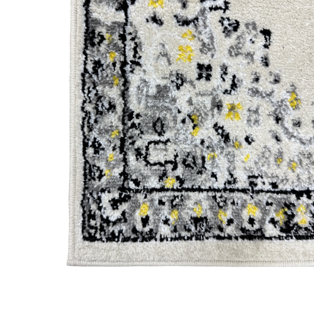 305 x 61 cm Ivory & Silver Heritage Medallion Runner Rug
