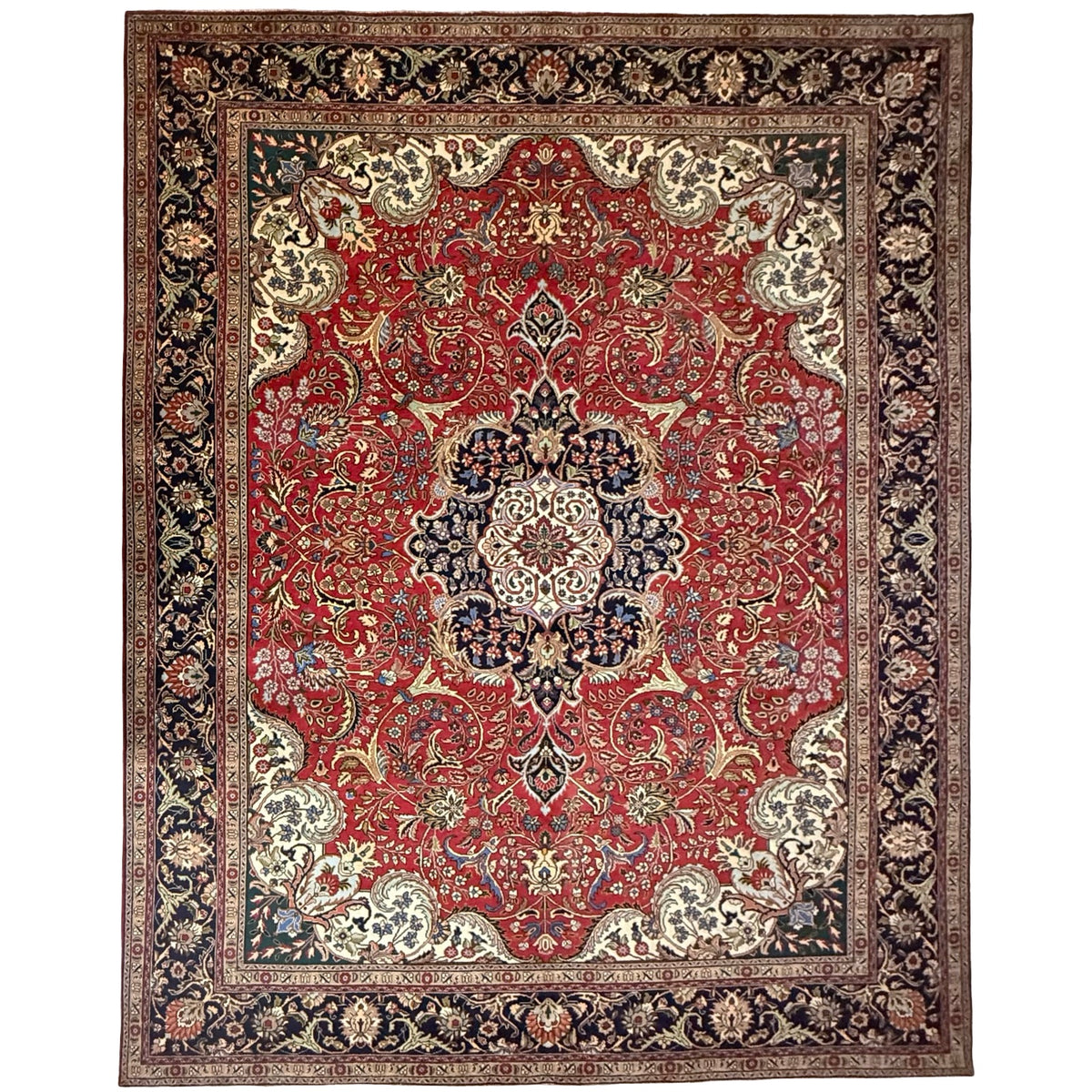 390 x 300 cm Hand Knotted Floral Persian Tabriz Rug