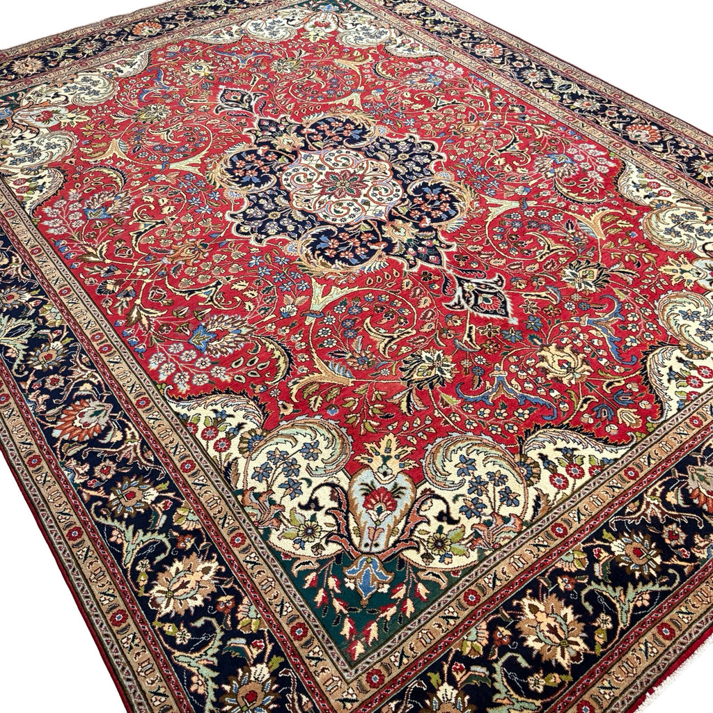 390 x 300 cm Hand Knotted Floral Persian Tabriz Rug