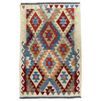 157 × 106 cm Hand-Woven Afghan Kilim Rug – Wool Flatweave