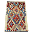 157 × 106 cm Hand-Woven Afghan Kilim Rug – Wool Flatweave