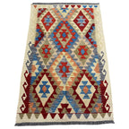 157 × 106 cm Hand-Woven Afghan Kilim Rug – Wool Flatweave