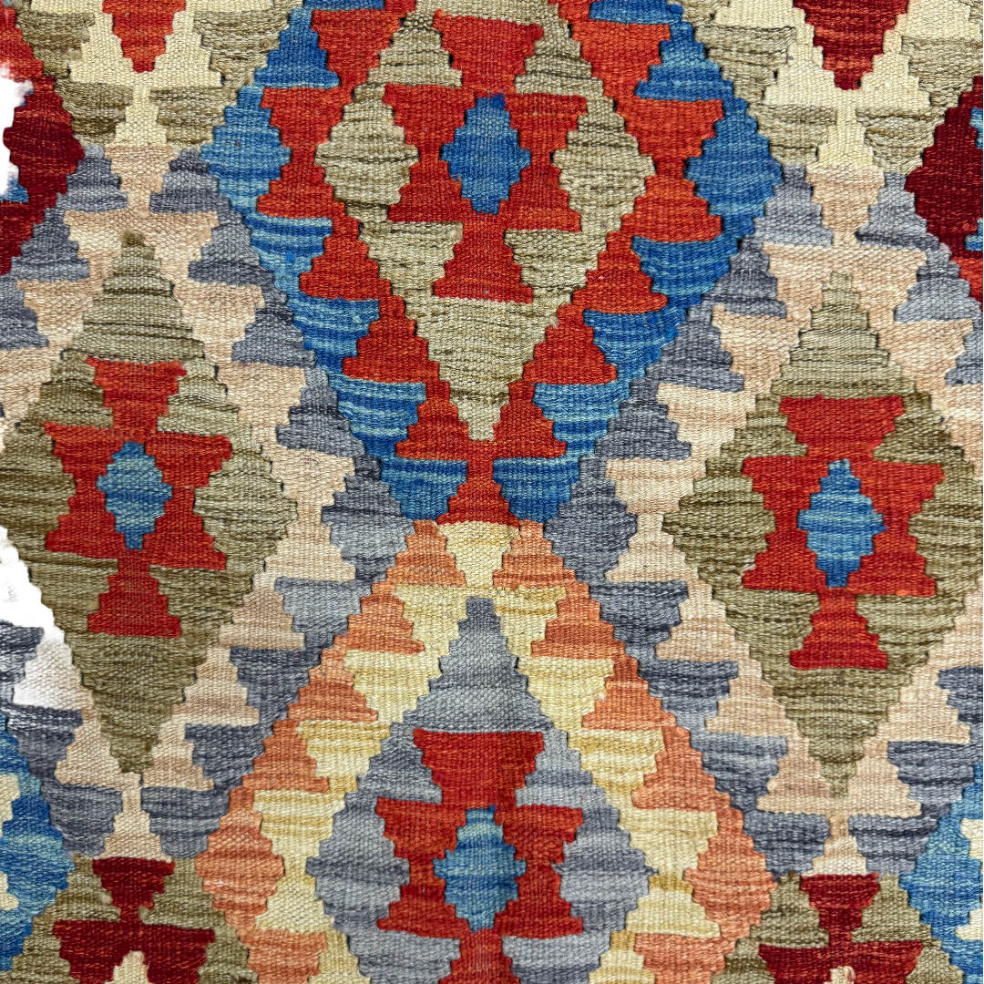 157 × 106 cm Hand-Woven Afghan Kilim Rug – Wool Flatweave
