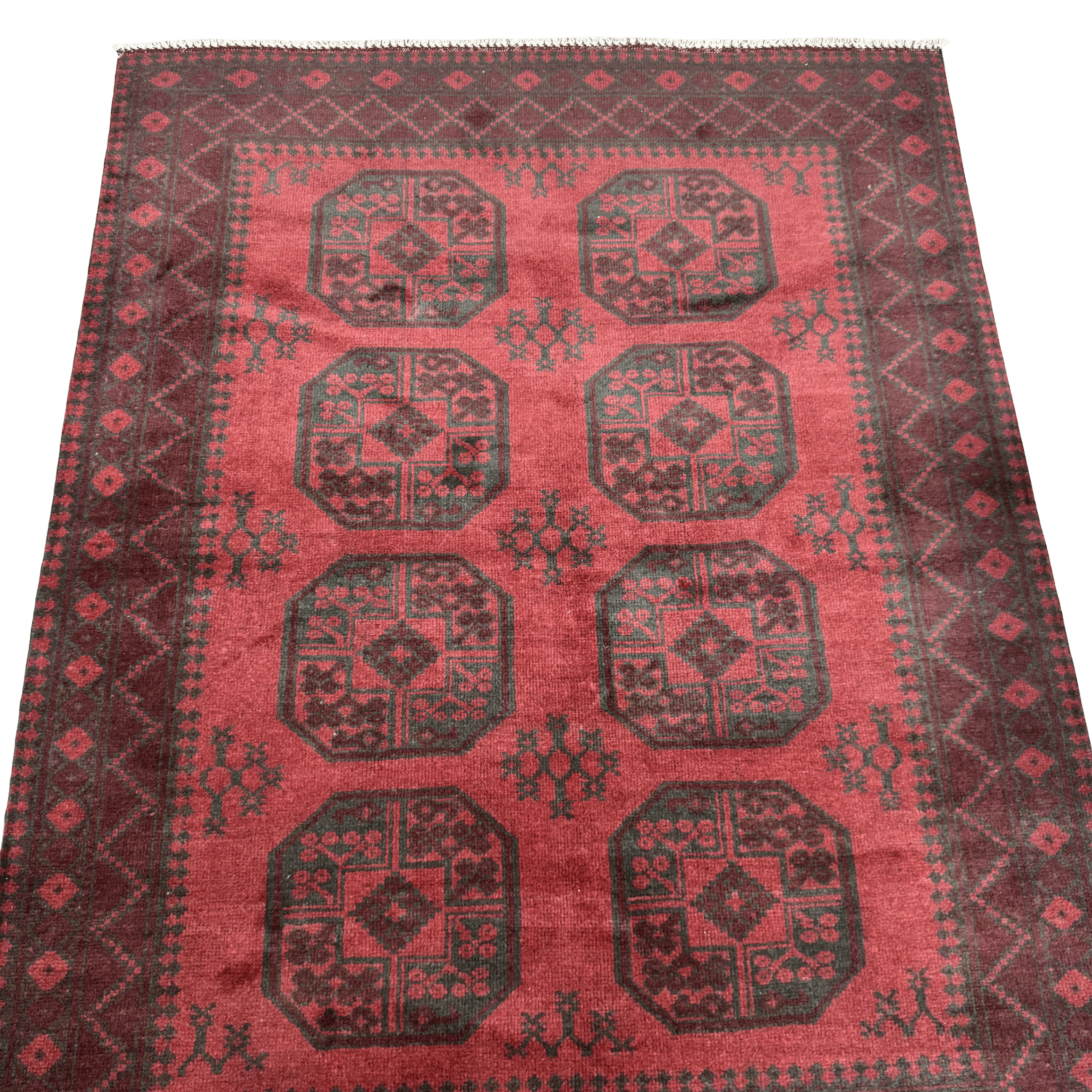 196 x 151 cm Hand-Knotted Afghan Akche Bokhara Rug