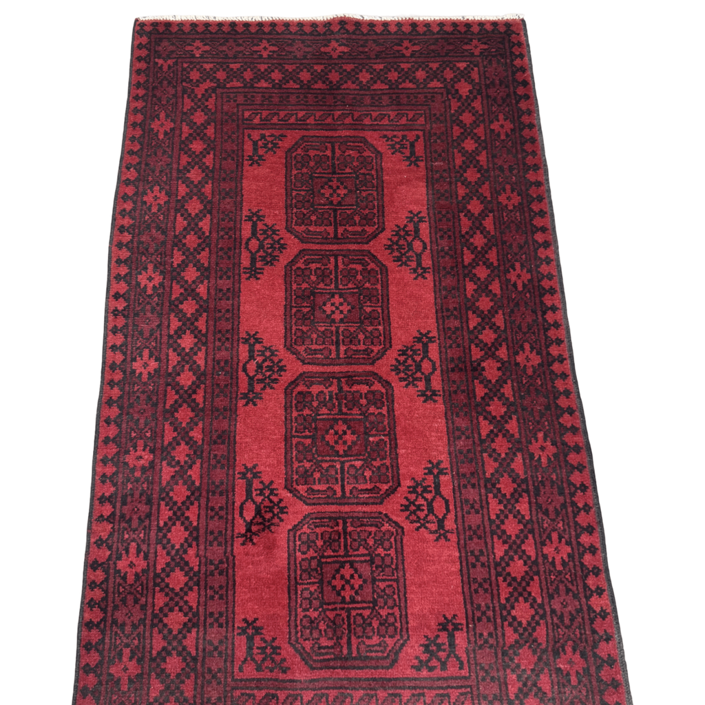 200 x 100 cm Hand-Knotted Afghan Akche Rug