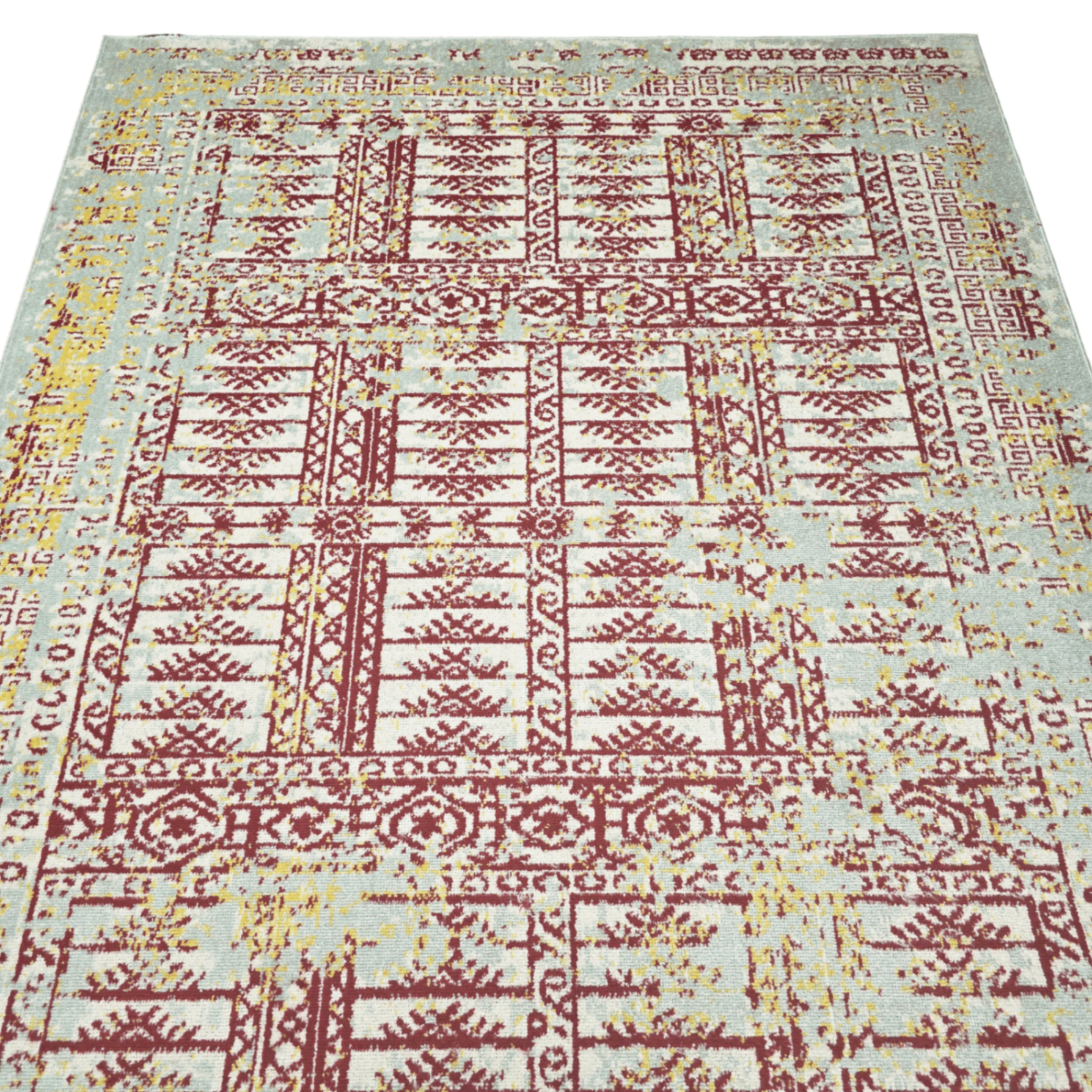 200 x 160 cm Vintage Persian Kerman Panel Design Machine-Made Rug
