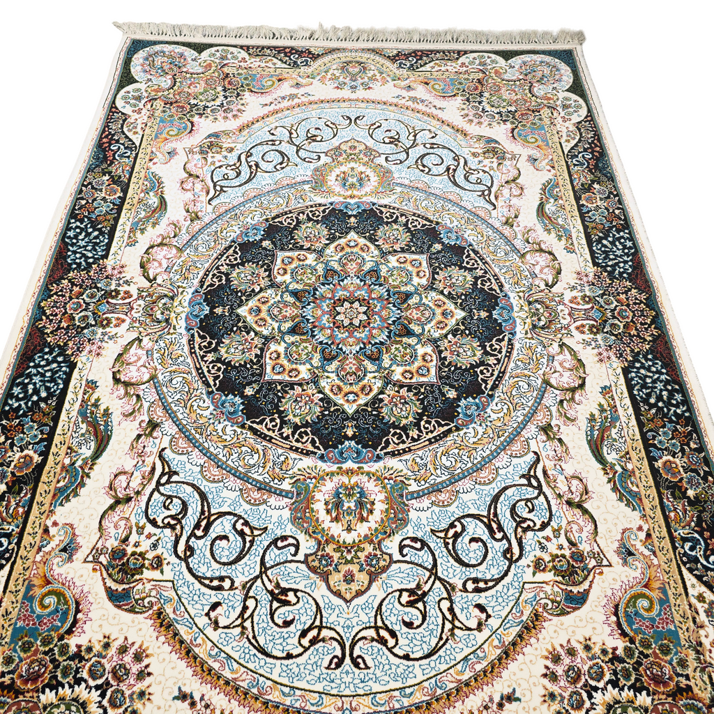 230 x 150 cm Persian Floral Beige Design Machine Made Rug