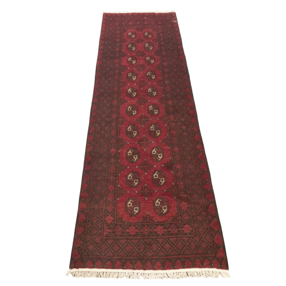 240 x 80 cm Hand-Knotted Red Afghan Akche Runner Rug