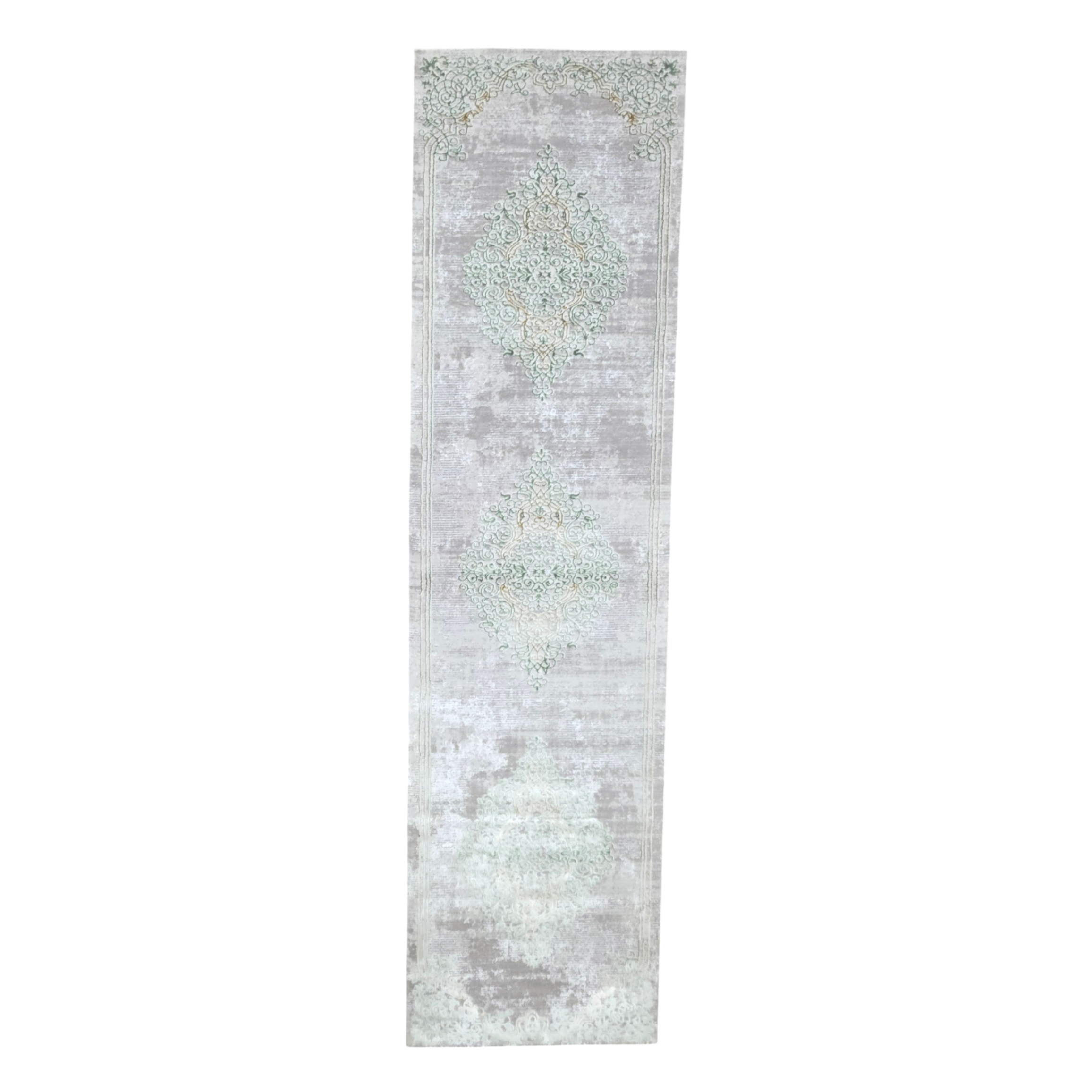 300 x 80 cm Modern Design Machine Made Runner Rug in Cream & Green
