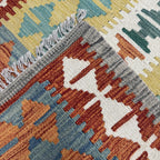 400 x 82 cm Hand-Woven Afghan Kilim Runner Rug – Wool Flatweave