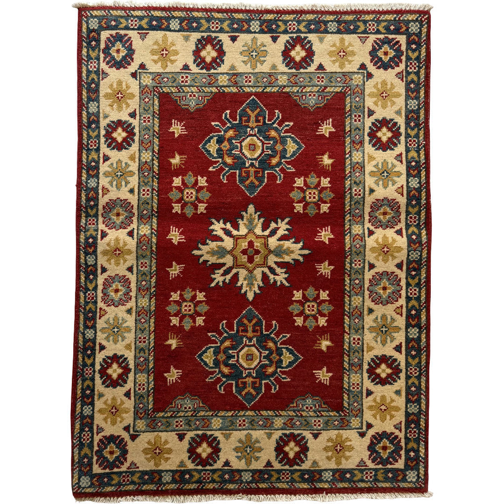 116 x 83 cm Hand-Knotted Afghan Kazak Wool Rug